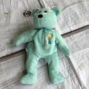 Ty Beanie Baby ARIEL 2000 Plush Blue Bear‎ Embroidered In Memory 9”